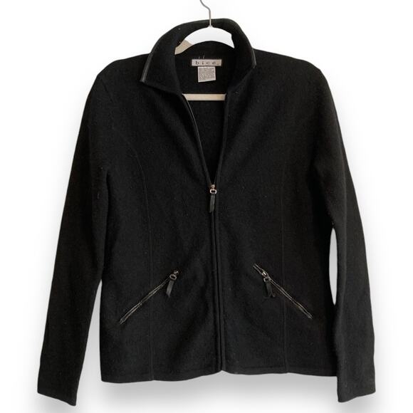 Womens Bice Black Australian Wool Full Zip Neutral Minimalist Jacket Size Small - Picture 1 of 16